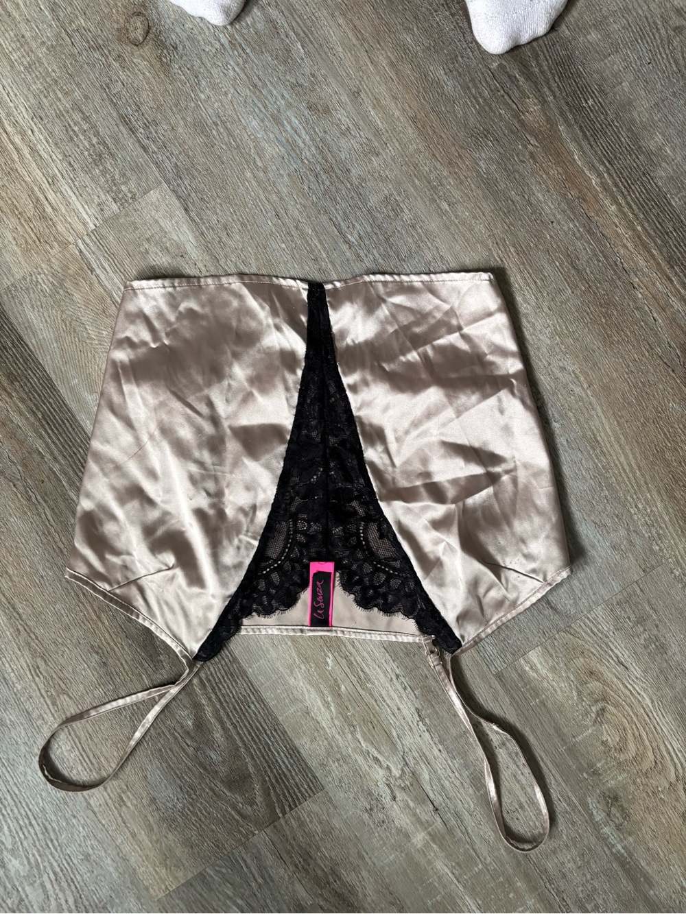Silky Champagne and Black Lace camisole top